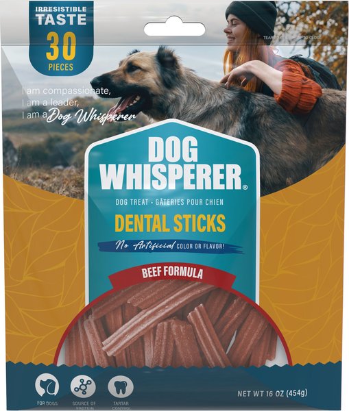 Dog Whisperer Beef Flavored Dental Dog Treats， 30 count， 16-oz bag