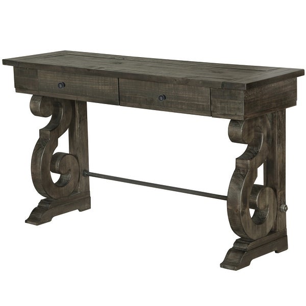 Bellamy Traditional Weathered Peppercorn Storage Console Table