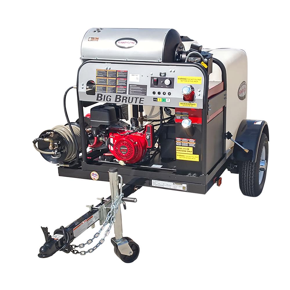 Simpson Hot Water Professional Gas Pressure Washer Trailer 4000 PSI ;