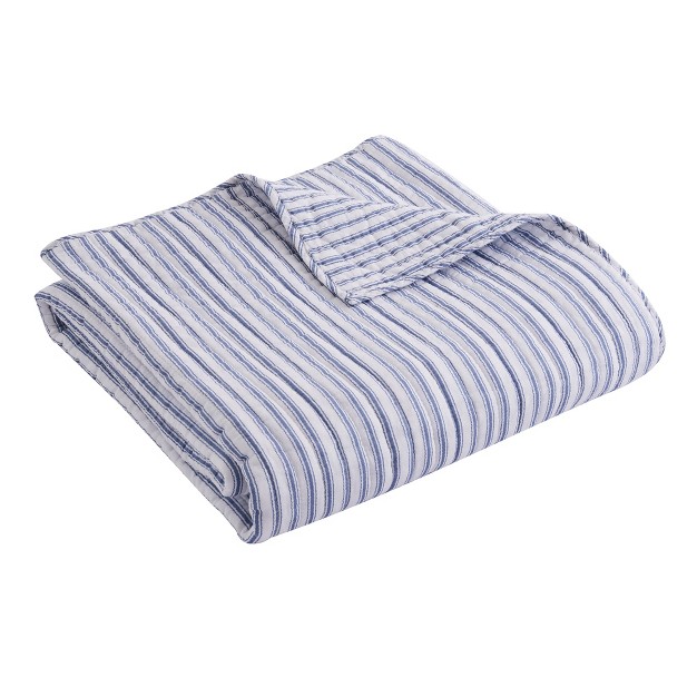 Tobago Stripe Blue Quilted Throw Levtex Home