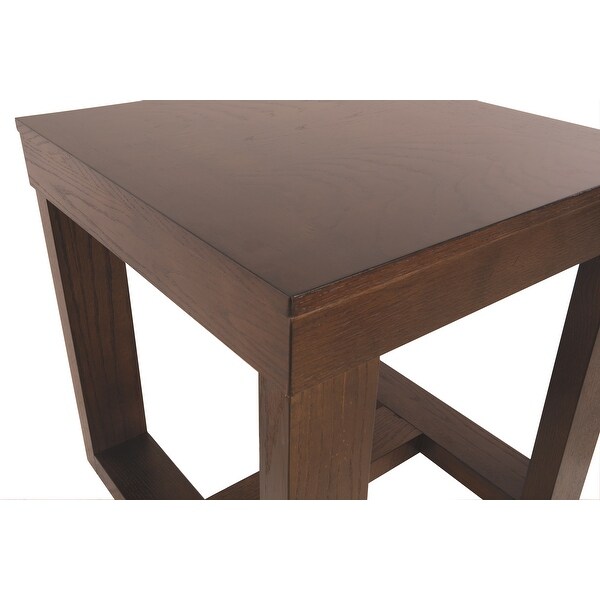 Wooden End Table with Sled Style Base， Brown - 24.13 H x 24.13 W x 24.13 L Inches