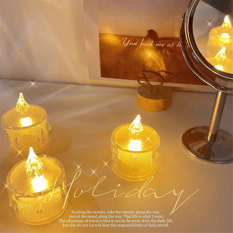 6pcs Led Flameless Candles Lights Simulation Acrylic Candle Wedding Romantic Candle Lamp With Battery Party Christmas Home Decor