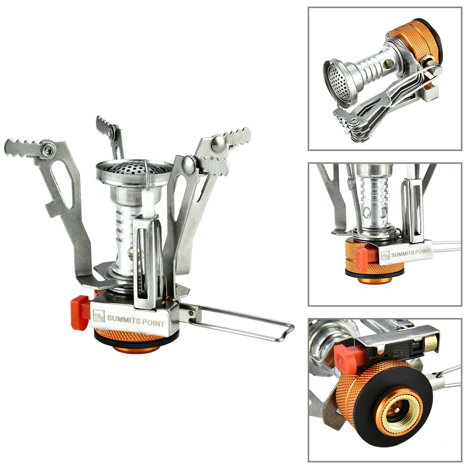 2pcs Portable Camping Stoves Backpacking Stove with Piezo Ignition Adjustable Valve,Stainless Steel Mini Burner