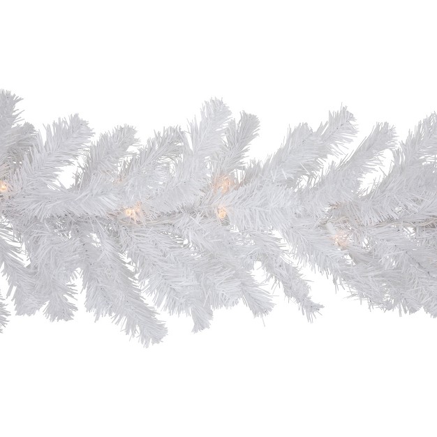 Prelit Snow White Artificial Christmas Garland Clear Lights