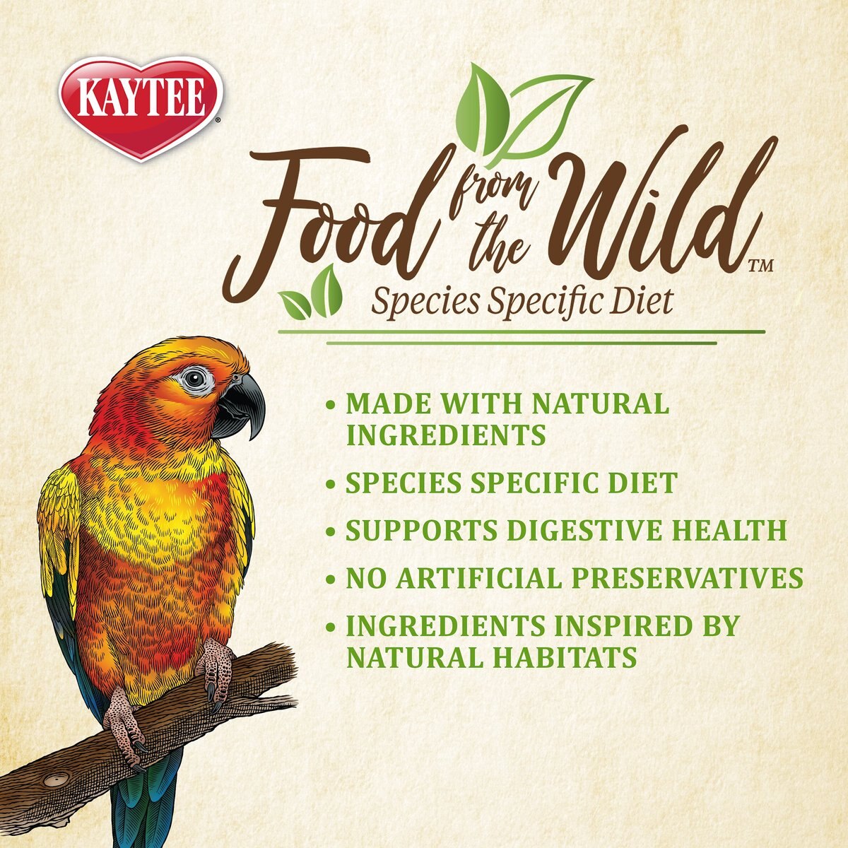 Kaytee Food from the Wild Conure Bird Food， 2.5-lb bag