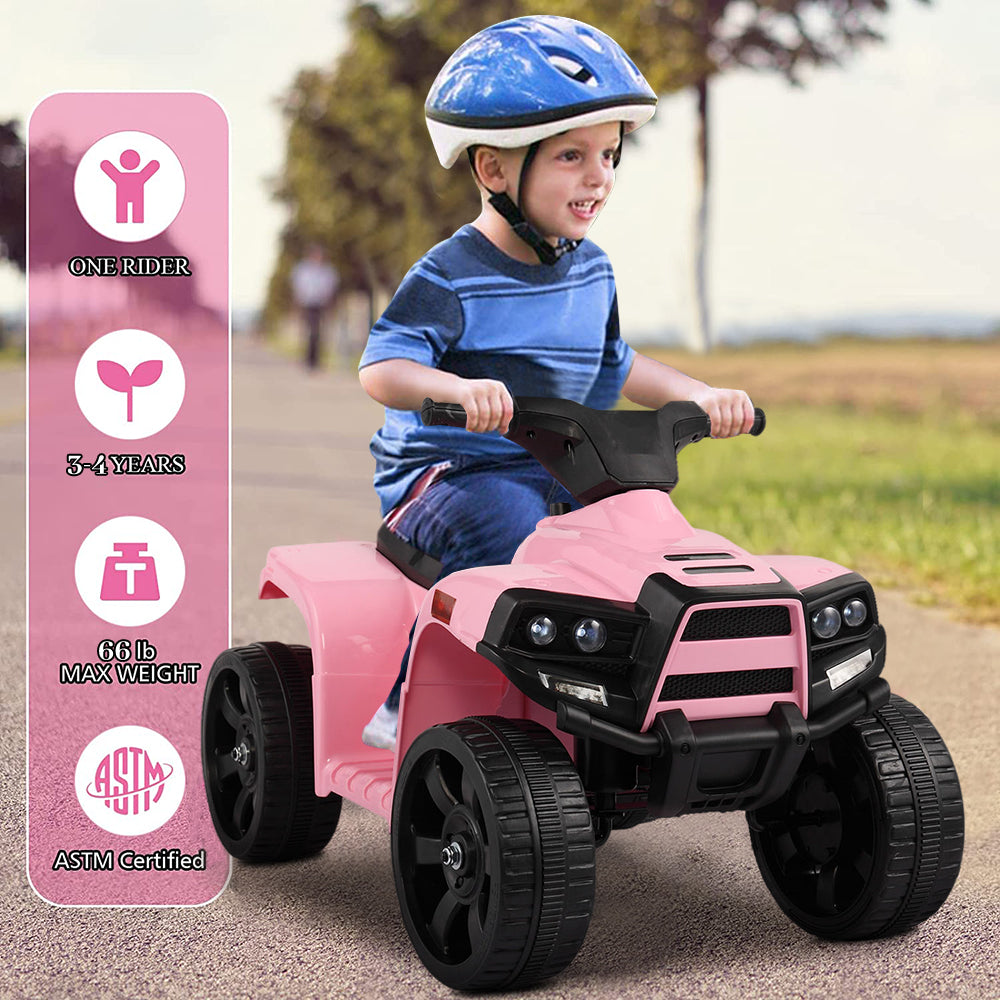 iRerts 6V Kids Ride on Toys, Battery Powered Ride on ATV Cars for Boys Girls Birthday Gifts, Kids Electric Cars for Toddlers, Kids Electric Ride on Vehicles with Headlights, Horn, Pink