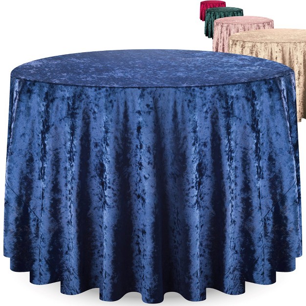 Rcz D cor Elegant Round Table Cloth Made With Fine Crushed velvet Material Beautiful Royal Blue Tablecloth With Durable Seams