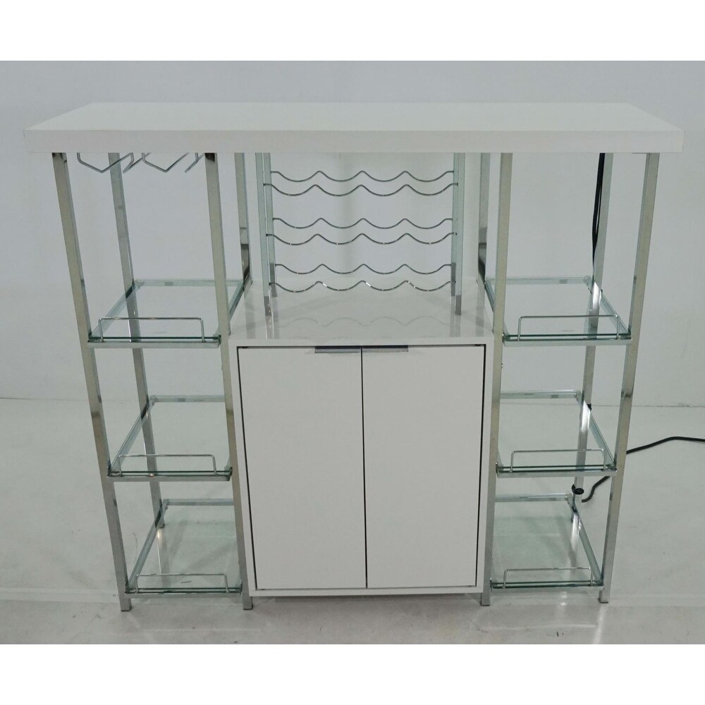 Coaster Furniture Gallimore White and Chrome 2 door Bar Cabinet