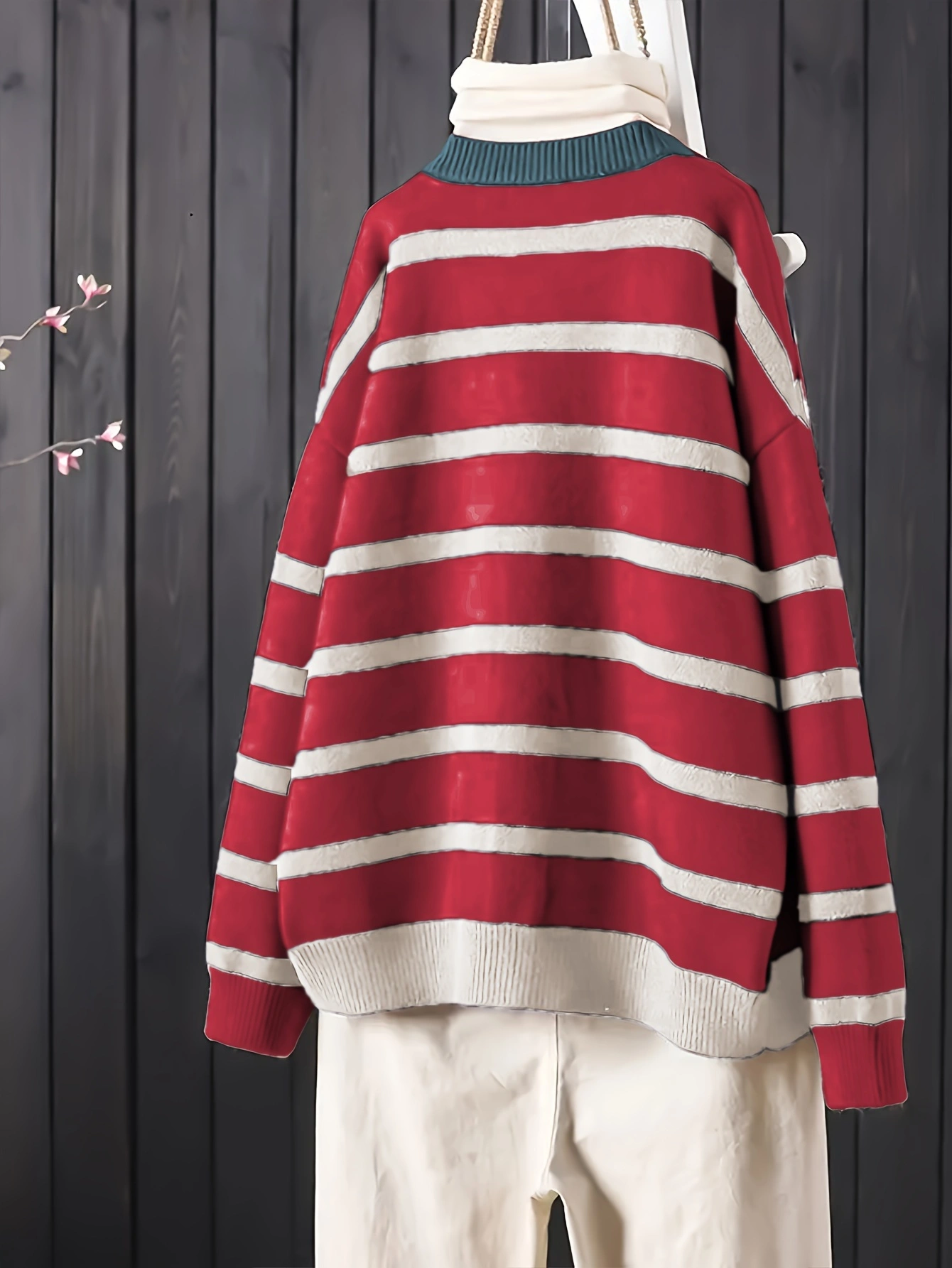 Chic Plus Size Striped Knit Cardigan for Women - Casual Open Front, Long Sleeve with Pockets, Perfect for Fall/Winter