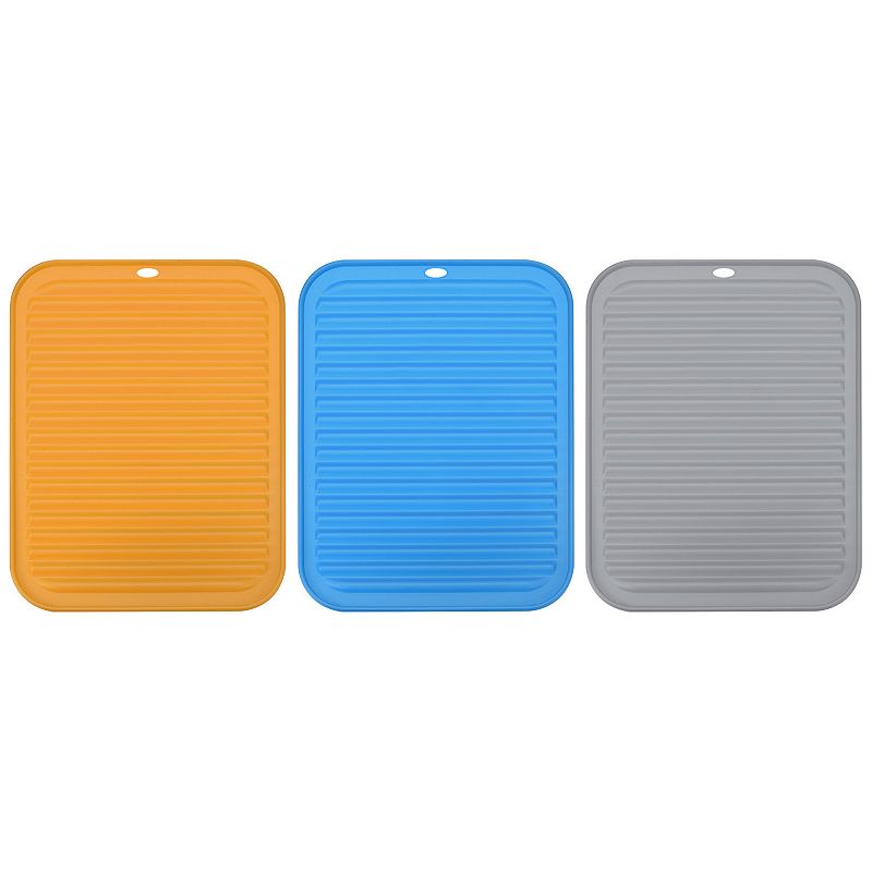 3 Pcs 12 x 9 Drain Pad Silicone Dish Drying Mat Set