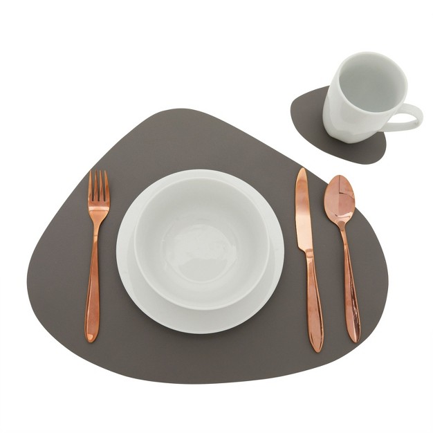 Juvale Set Of 4 Wedge Placemats For Round Dining Tables With Matching Coasters 8 Pieces Dark Gray