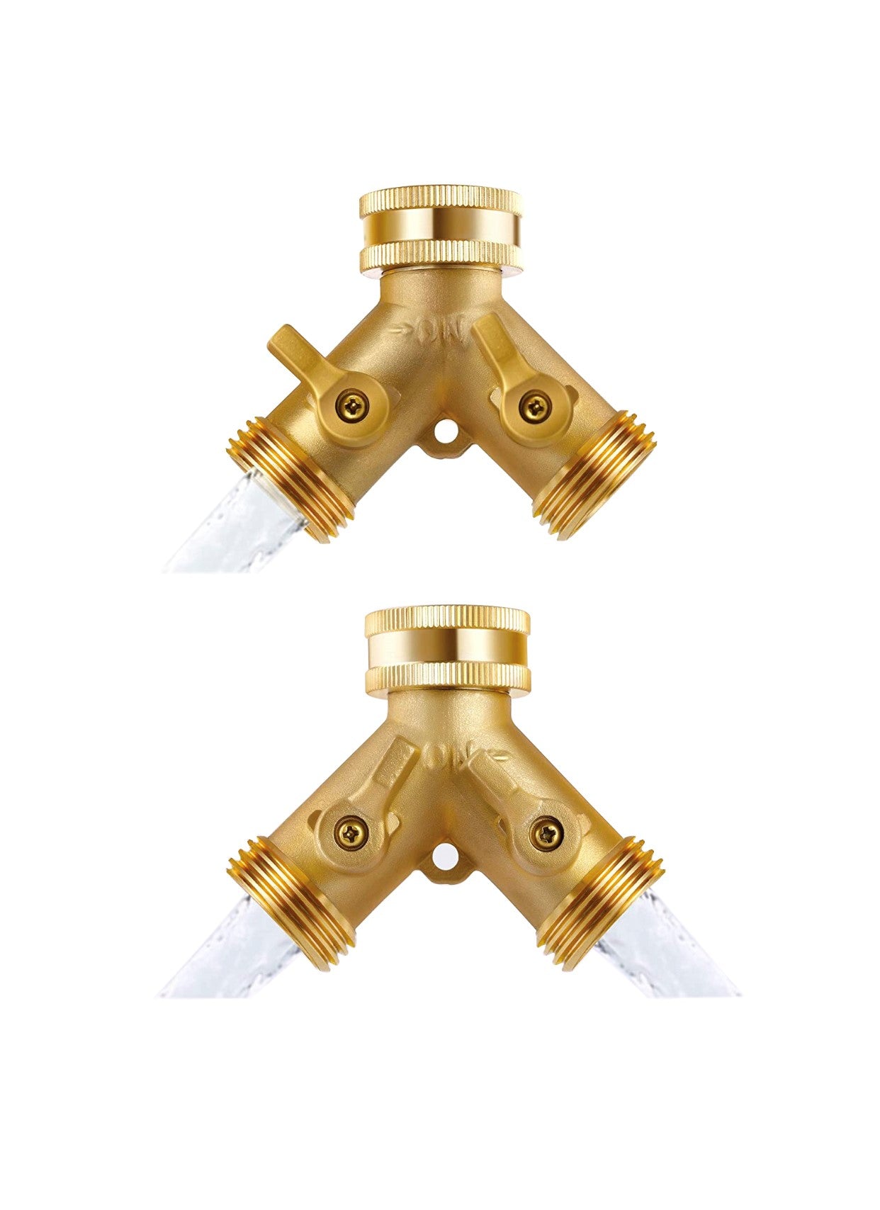 Deli2020 Brass Garden Hose Y Splitter (2 Way Shut-off)， 3/4