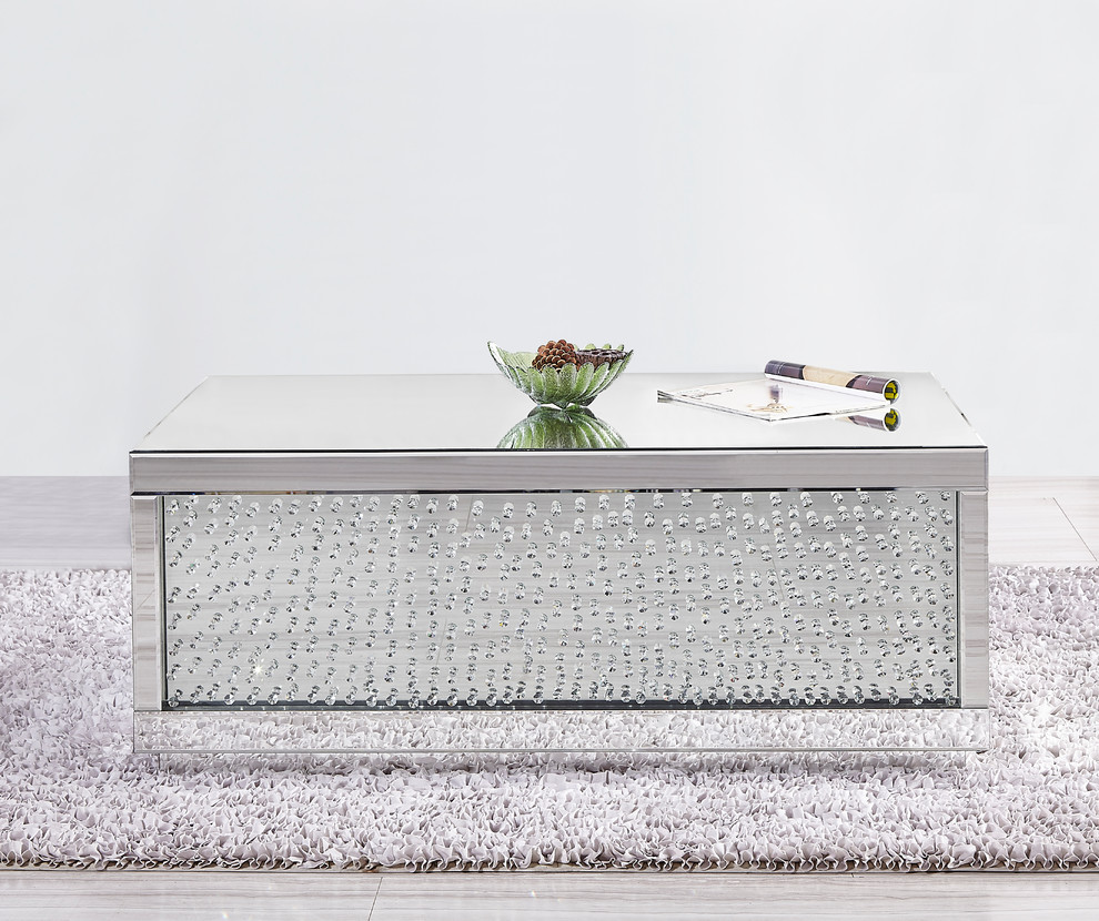 48 quotRectangle Crystal Coffee Table  Clear Mirror Finish   Contemporary   Coffee Tables   by Elegant Furniture  ampLighting  Houzz