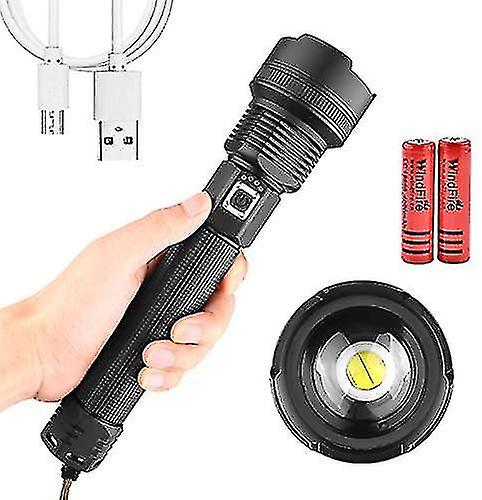 Xhp70 Usb Rechargeable Led Torch， 90000 Lumens Powerful Flashlight High Performance Waterproof 3 Modes Handheld Torch