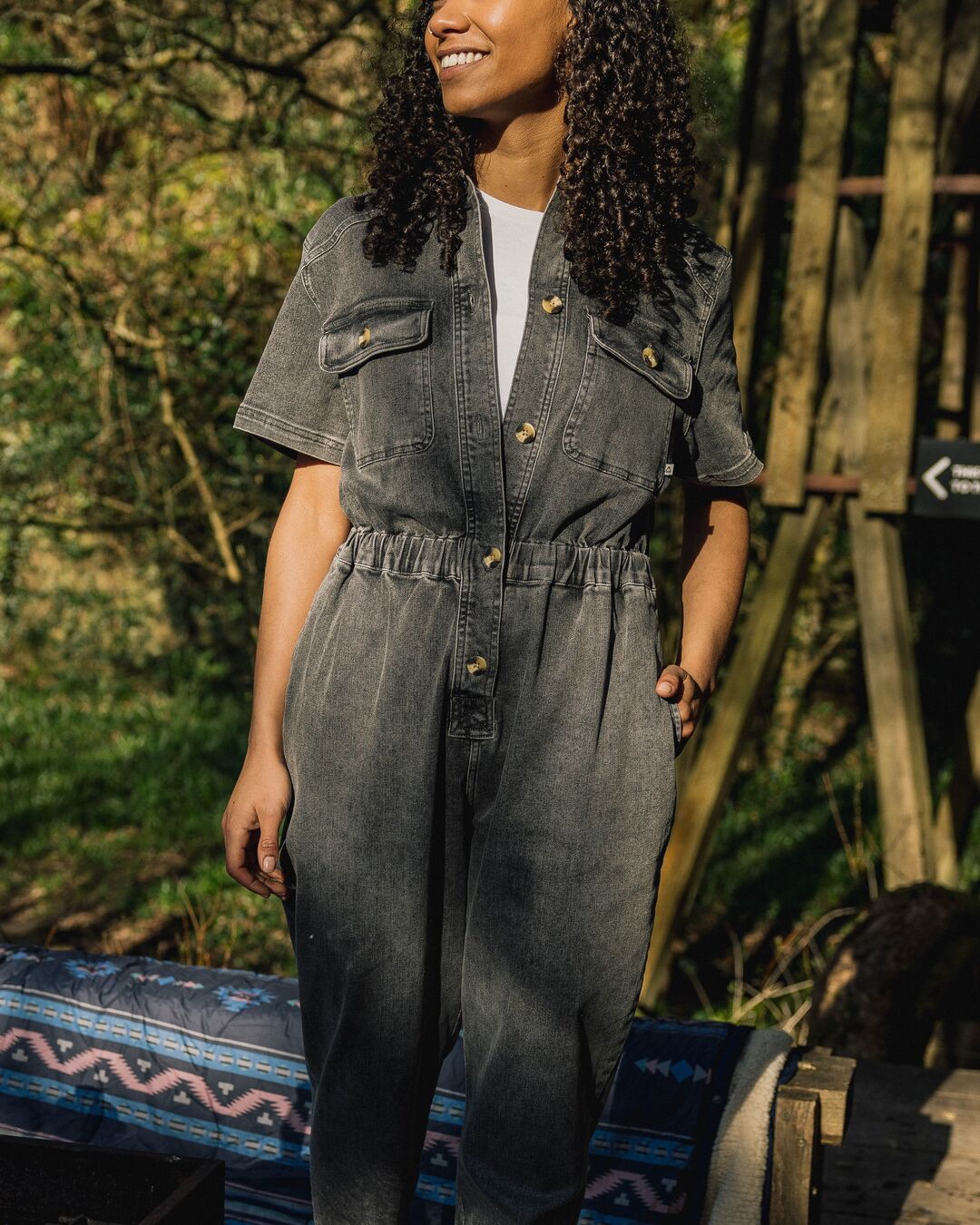 Bluebell Organic Cotton Boiler Suit - Washed Black Denim