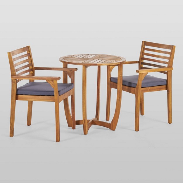 Casa 3pc Acacia Bistro Set Teak dark Gray Christopher Knight Home