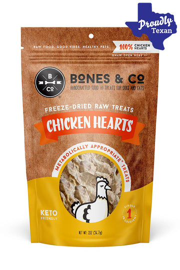 Bones and Co Chicken Hearts Freeze-Dried Dog Treats