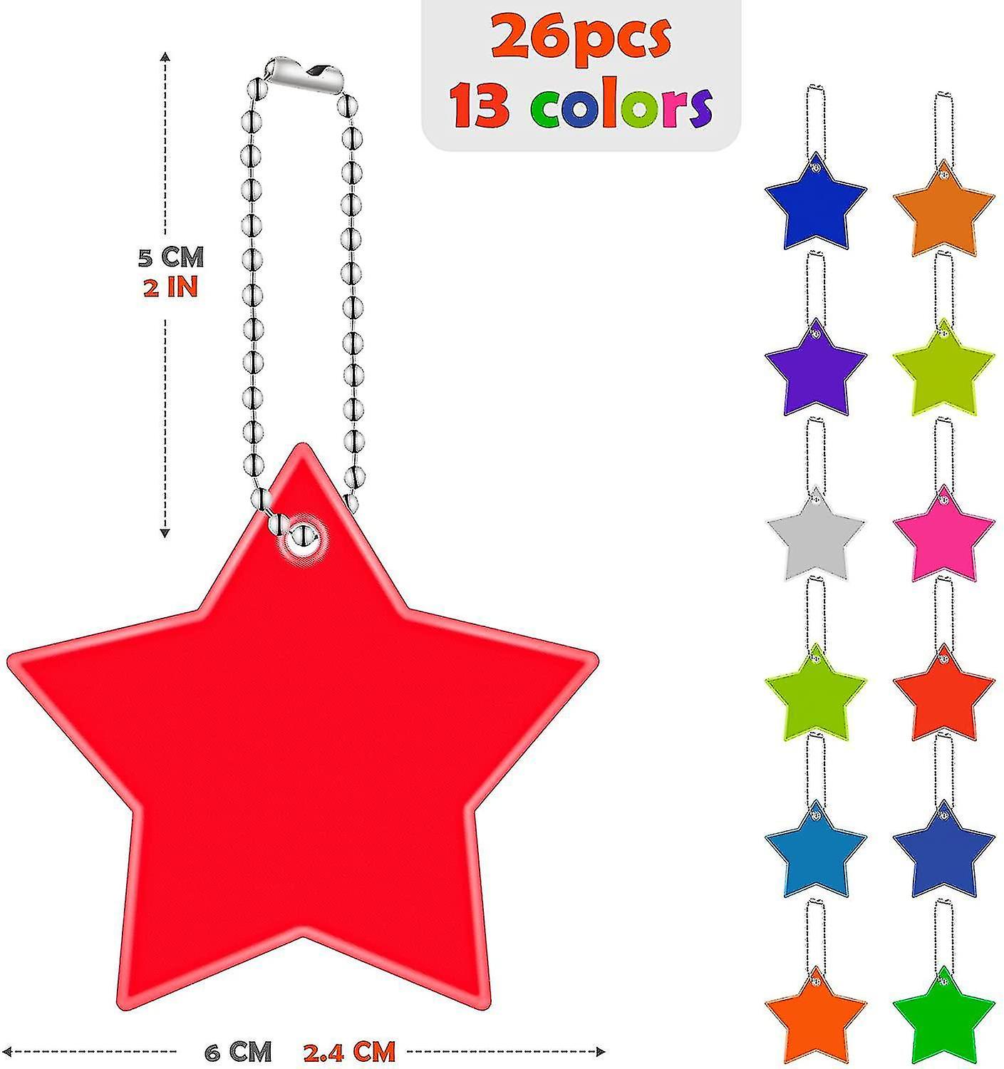 Set Of 26 Reflector Tags， Star Safety Reflector Tags， Keychain Kids Reflector Tags For School Bag Ba