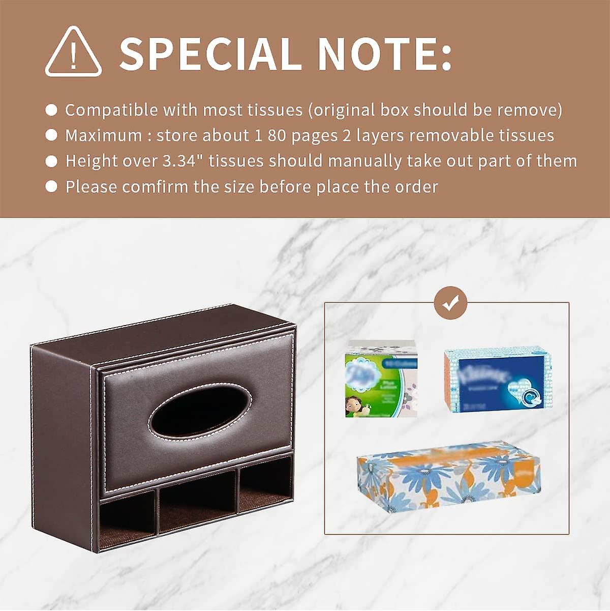 Tissue Box Cover Holder， Pu Leather Multifunctional Nightstand Organizer For Bathroom/ Bedroom/ Living Room， Rectangular Nakpkin Pumping Dryer Sheet D