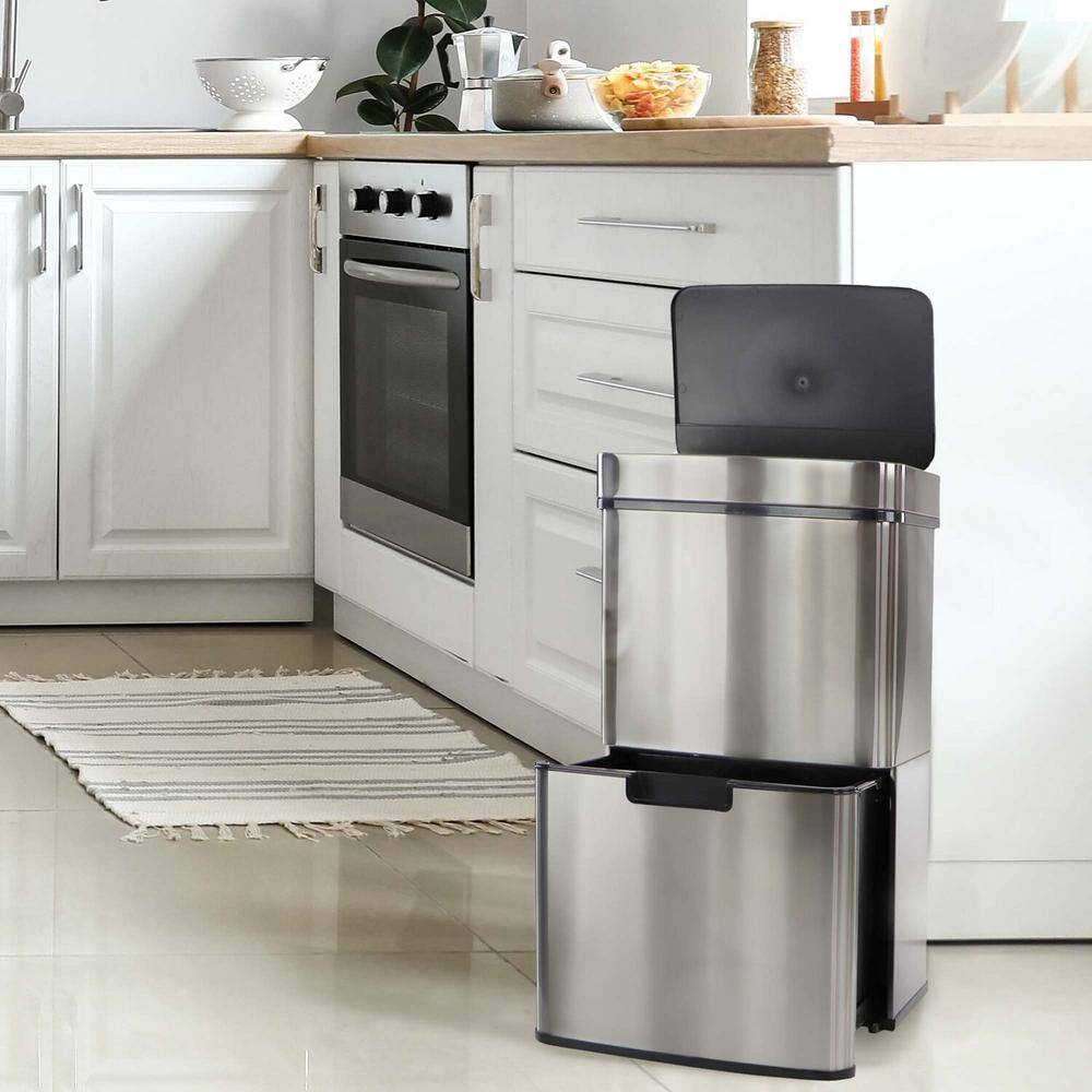 Hanover 16.4 Gal. Stainless Steel Metal Household Trash Can with Sensor Lid HTRASH62L-1