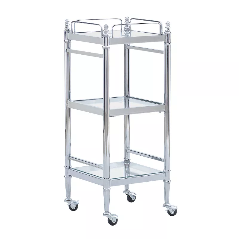 Linon Pinnacle Chrome Finish Bathroom Cart