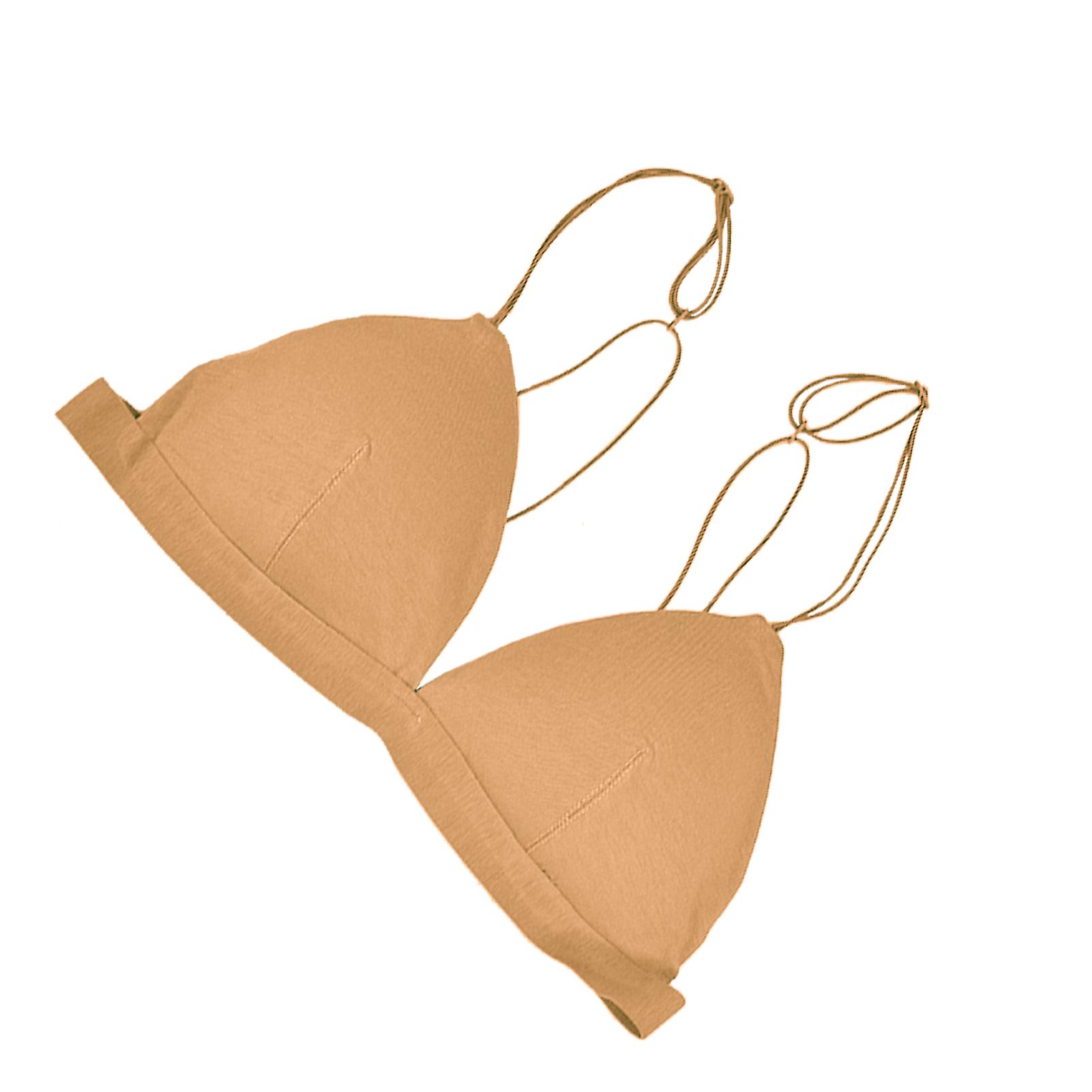 Triangle Cups Bralette V Neck Wireless Bras Simple Padded Everyday Bra For Womenyellow Xl