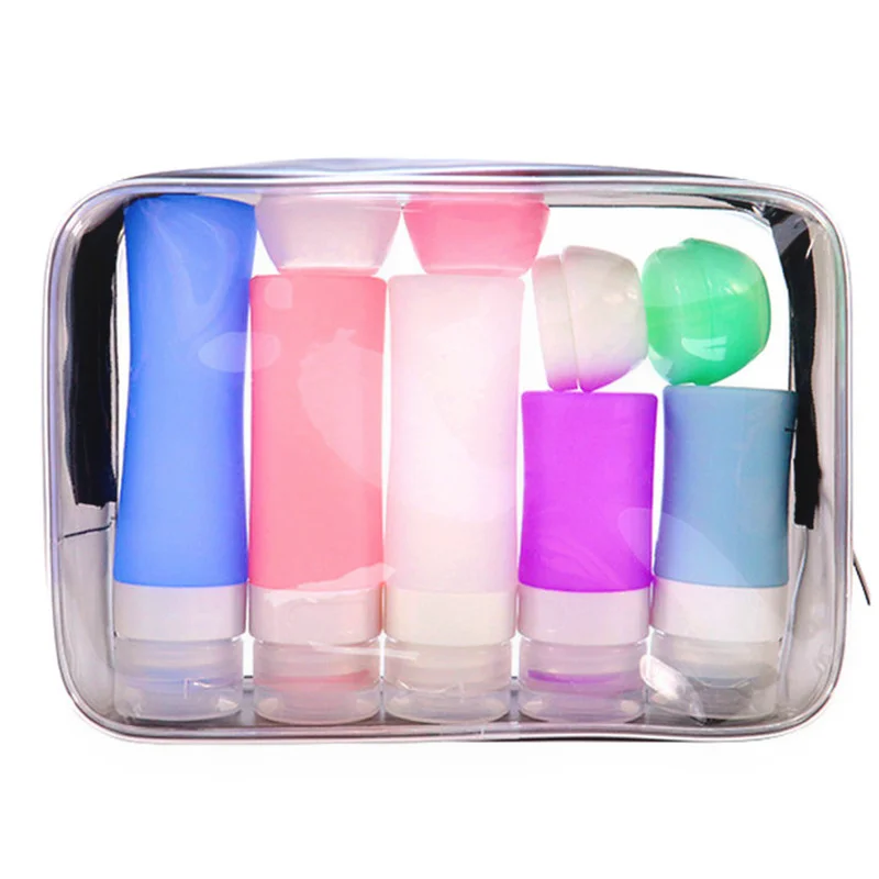 TSA Approved Portable Squeeze Leakproof  Empty 2oz 60ml Cosmetic Container Travel Lotion Shampoo Silicone Travel Kit Bottle Set