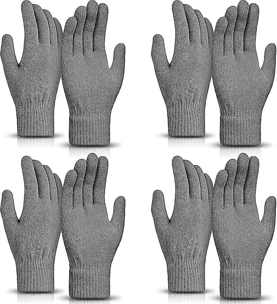 4 Pairs Magic Winter Gloves Unisex Gloves Knit Stretchy Mitten Bulk Full Fingers