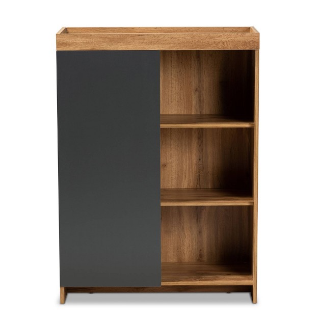 Caspian Wood Shoe Cabinet Gray brown Baxton Studio