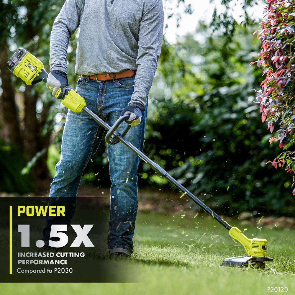 RYOBI ONE+ HP 18V Brushless 13 in. Cordless Battery String Trimmer with (2) 4.0 Ah Batteries and (2) Chargers P20120-BK