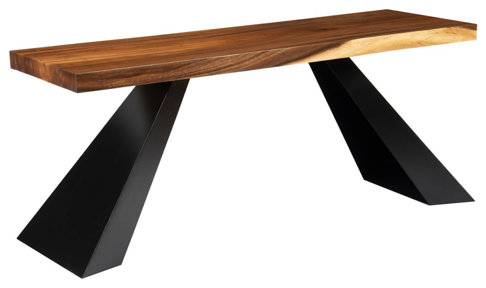 Chamcha Wood Console  Black Metal Tapered Legs   Industrial   Console Tables   by Phillips Collection  Houzz