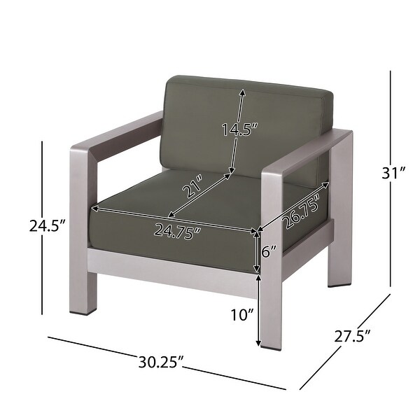 Aviara Outdoor Aluminum Club Chairs (Set of 2) by Christopher Knight Home