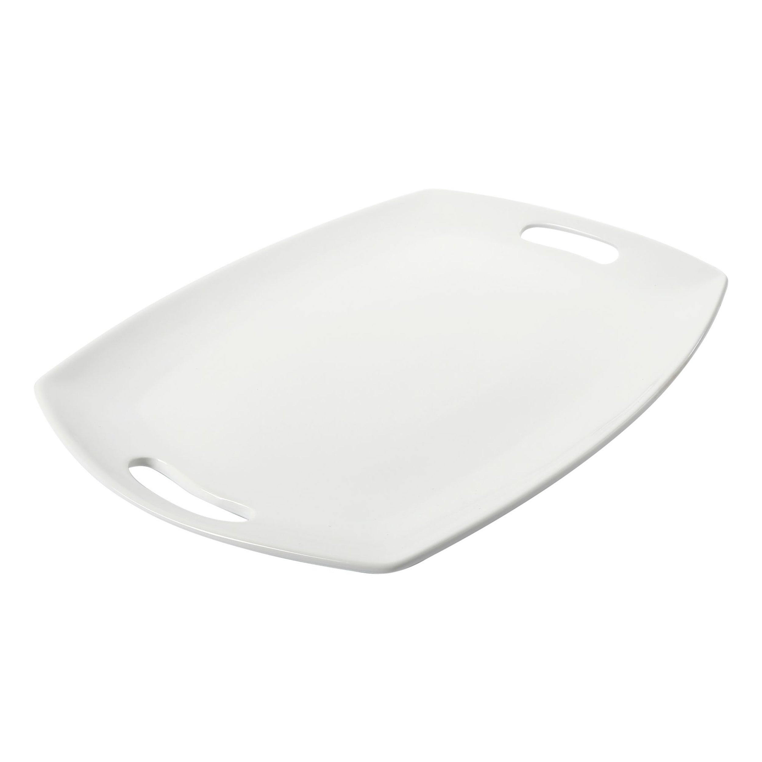 14.5 Inch Rectangular Porcelain Serving Platter in White