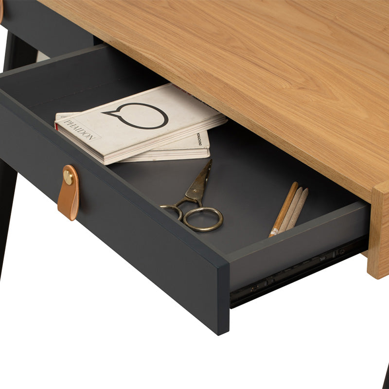 CASTOR Study Desk 110cm - Natural, Navy Blue & Black