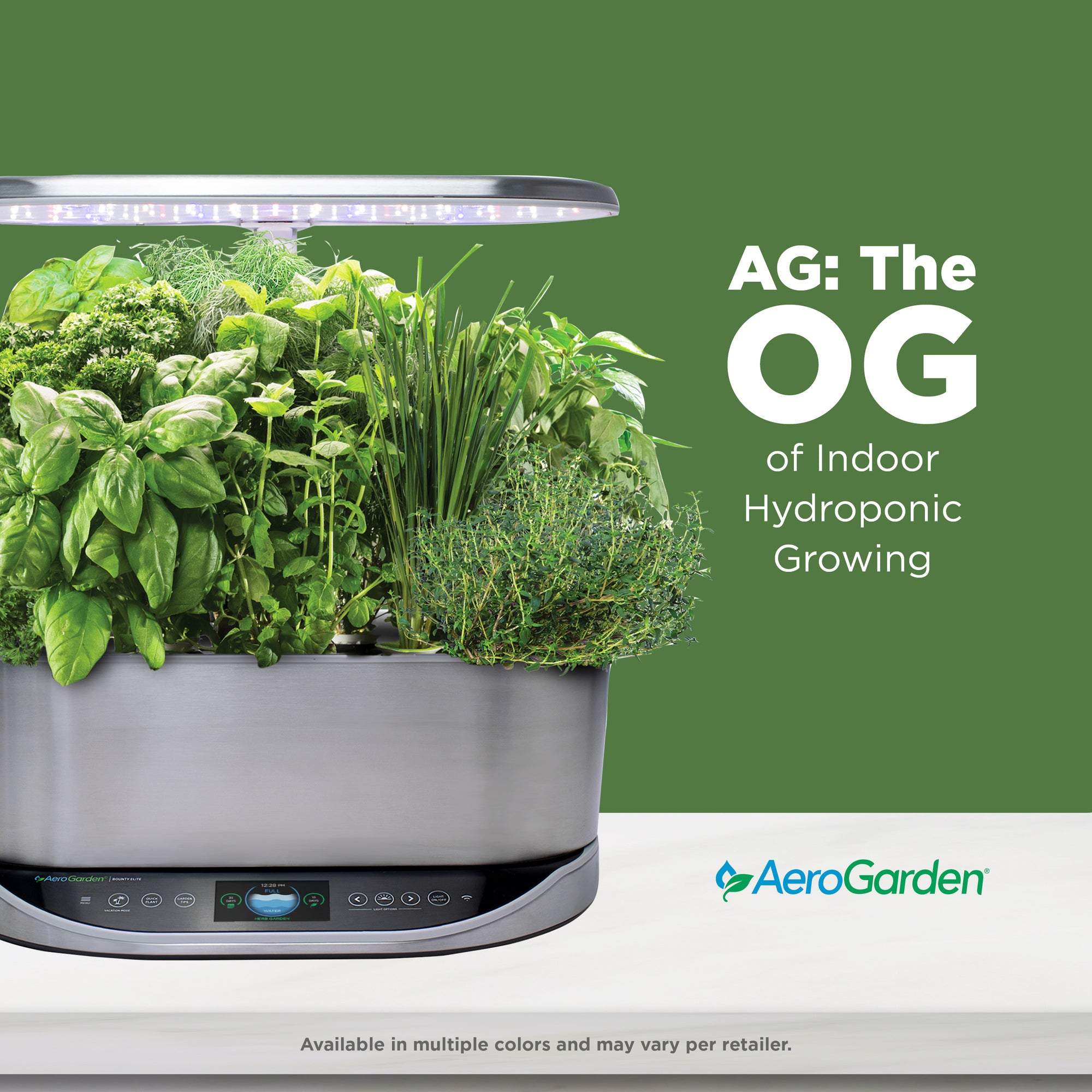 AeroGarden Bounty Elite - Indoor Garden with LED Grow Light， Stainless Steel