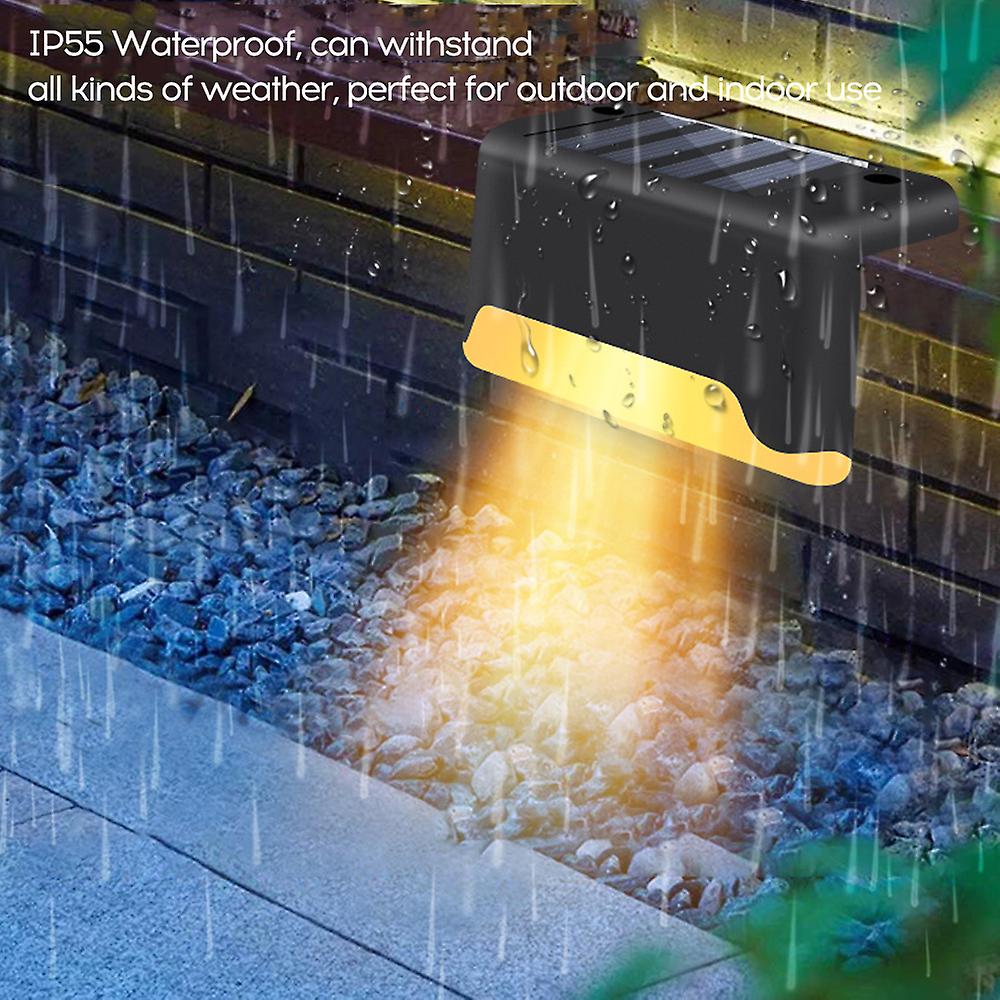 Solar Outdoor Waterproof Garden Stairs Fence Warm Light Road Stud Lamp For Garden Landscape Street Pathway Coffee 6pcs