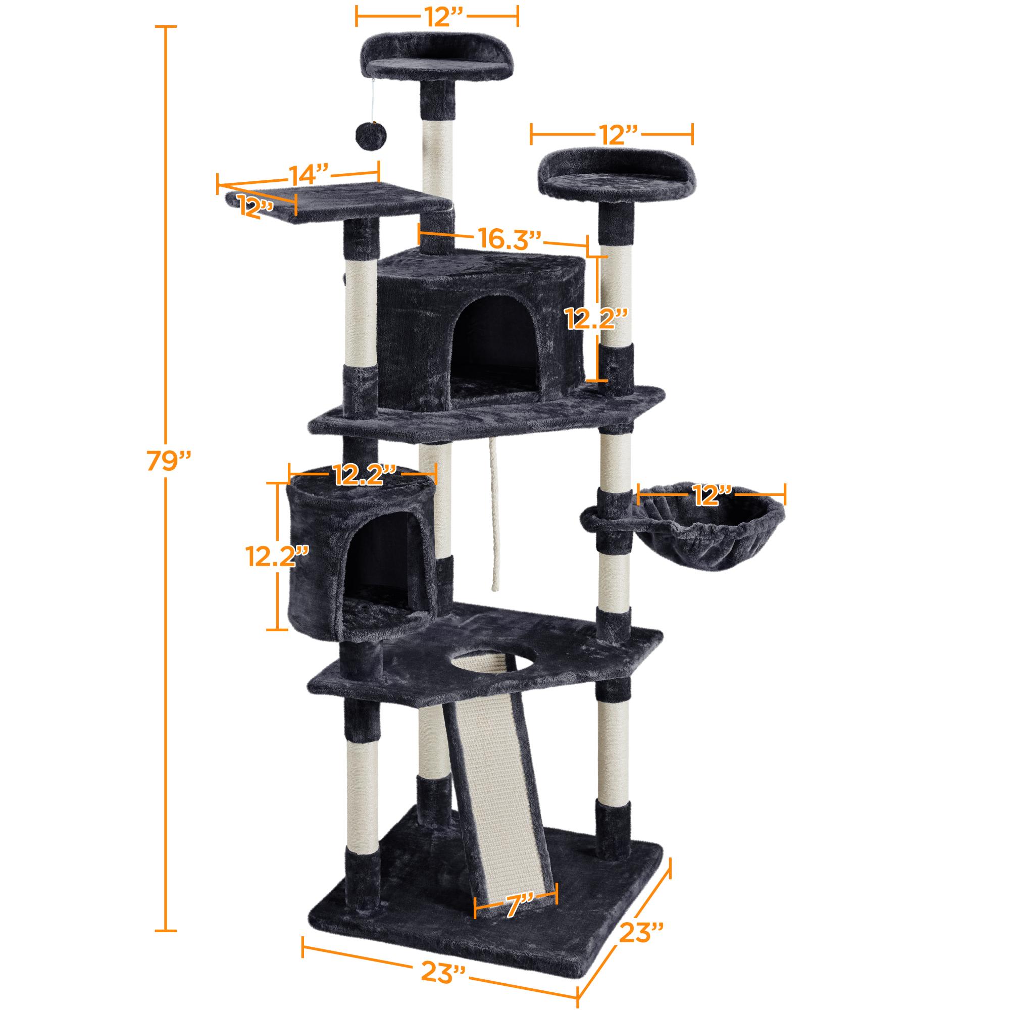 Topeakmart Black Large Cat Tree Tower， 79