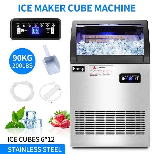 200Lbs/24H Commercial Stainless Steel Freestanding Ice Maker Machine