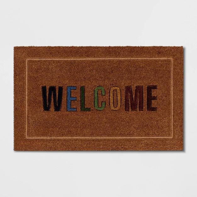 x27 welcome x27 Coir Doormat Multi natural