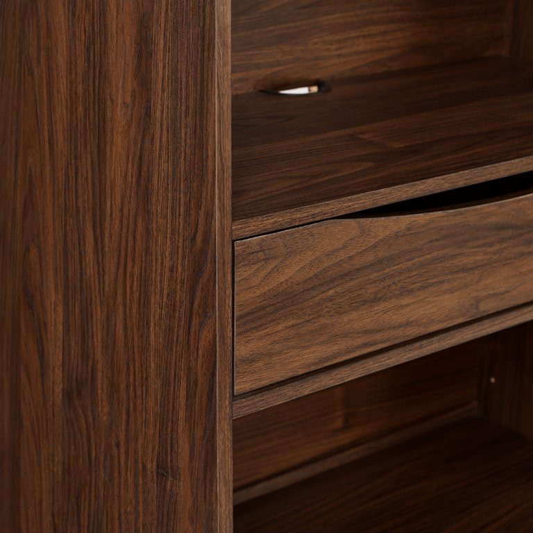 Contemporary Bookcase  Spacious Shelves  ampDrawer With Cut Out Pulls  Dark Walnut   Transitional   Bookcases   by Decorn  Houzz