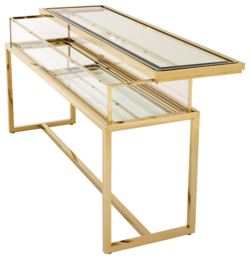 Gold Sliding Top Console Table  Eichholtz Harvey   Contemporary   Console Tables   by Oroa   Distinctive Furniture  Houzz