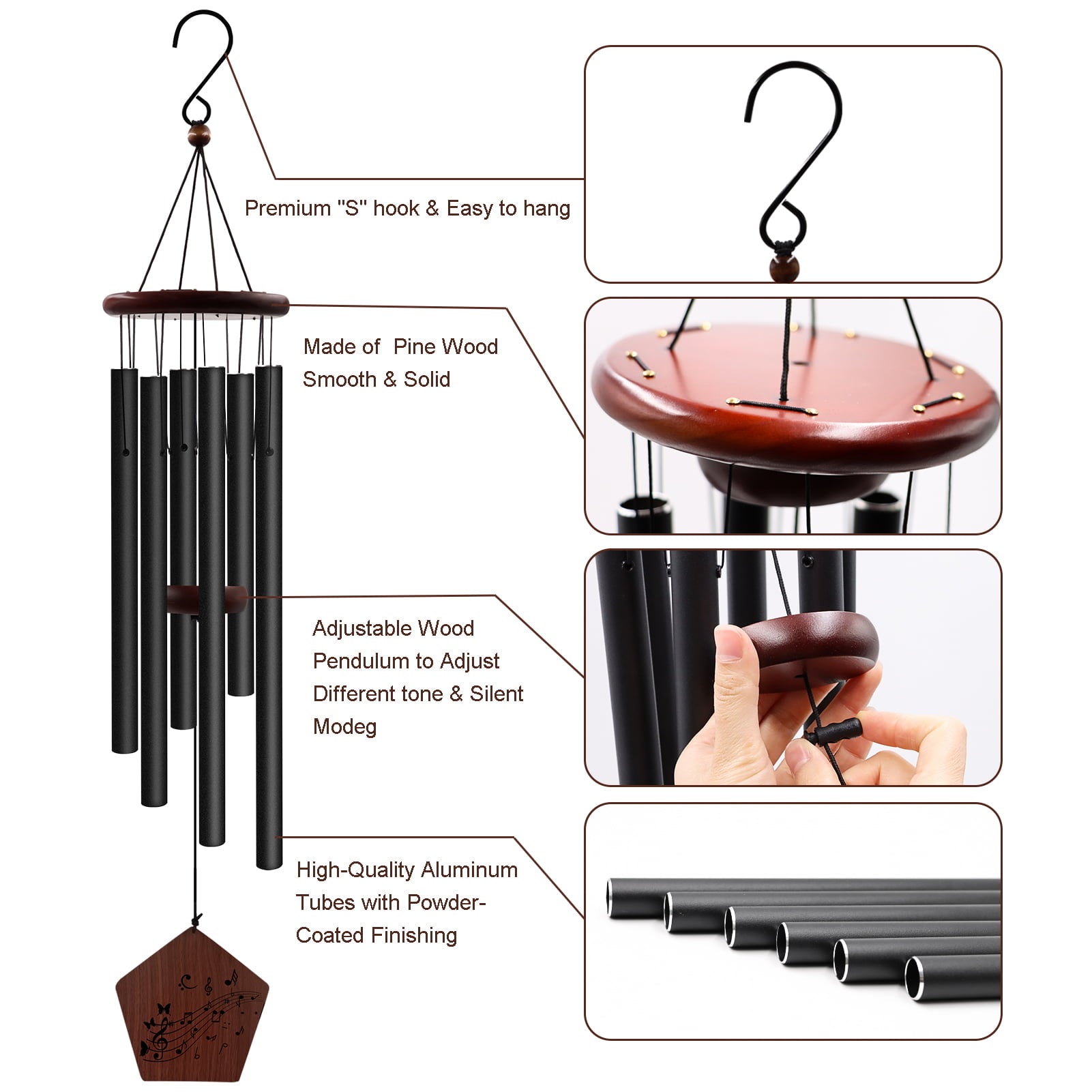 32 Inch Sympathy Wind Chimes for Outside Deep Tone， Memorial Wind Chimes in Memory of a Loved One， Bereavement， Memorial Gifts for Mother， Father， Presents