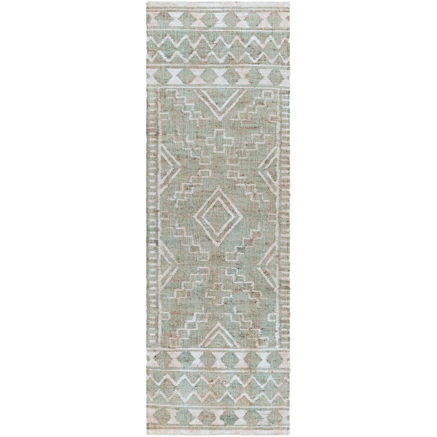 Cadence Hand Woven Rug in Sage, Cream, Camel, Ice Blue, Tan