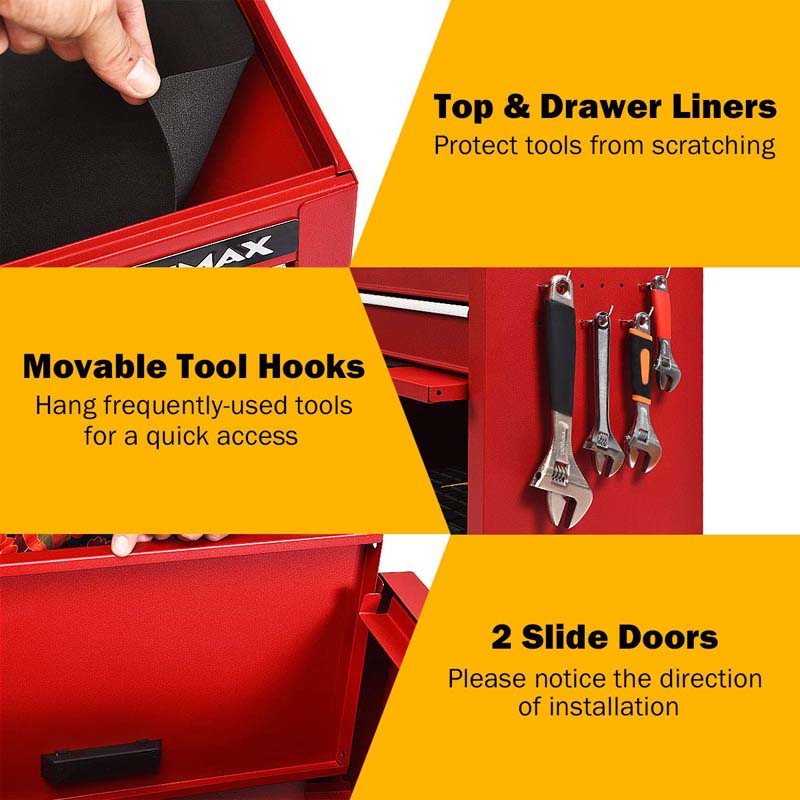 6-Drawer Rolling Tool Chest Cabinet with Riser & Lock, 3 in 1 Big Toolbox Organizer for Workshop Garage