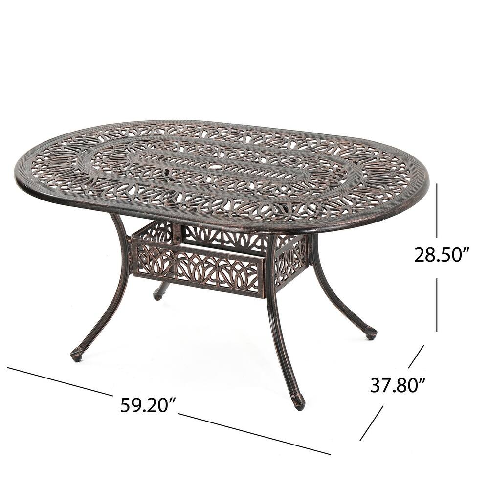 Haitian Outdoor Cast Aluminum Oval Dining Table (ONLY) by Christopher Knight Home   59.20\