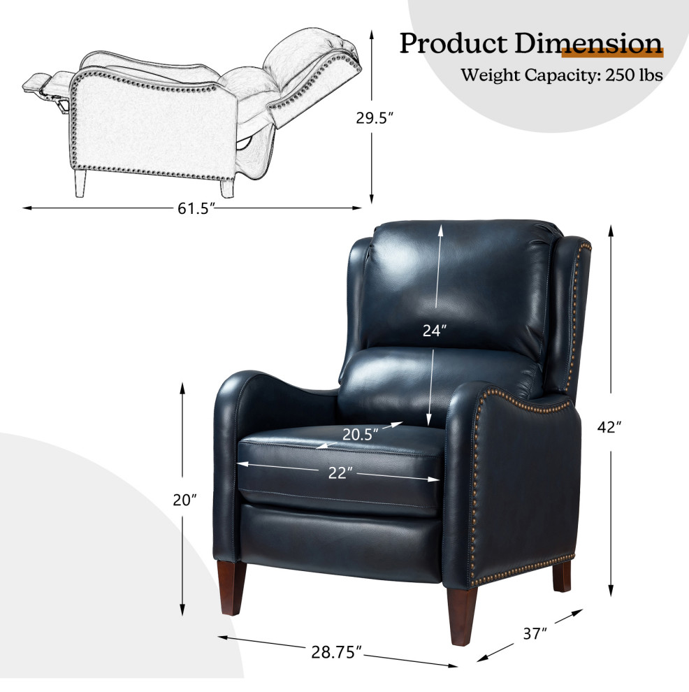 Genuine Leather  Push back Recliner With Wingback   Transitional   Recliner Chairs   by Karat Home  Houzz