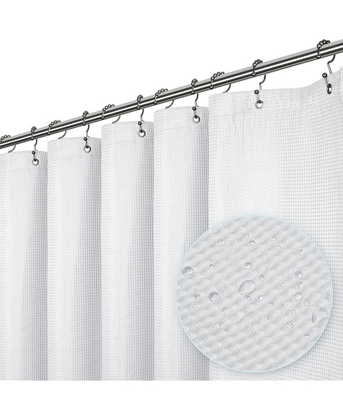 Liba 72 W x 72 H Waffle Weave Fabric Shower Curtain