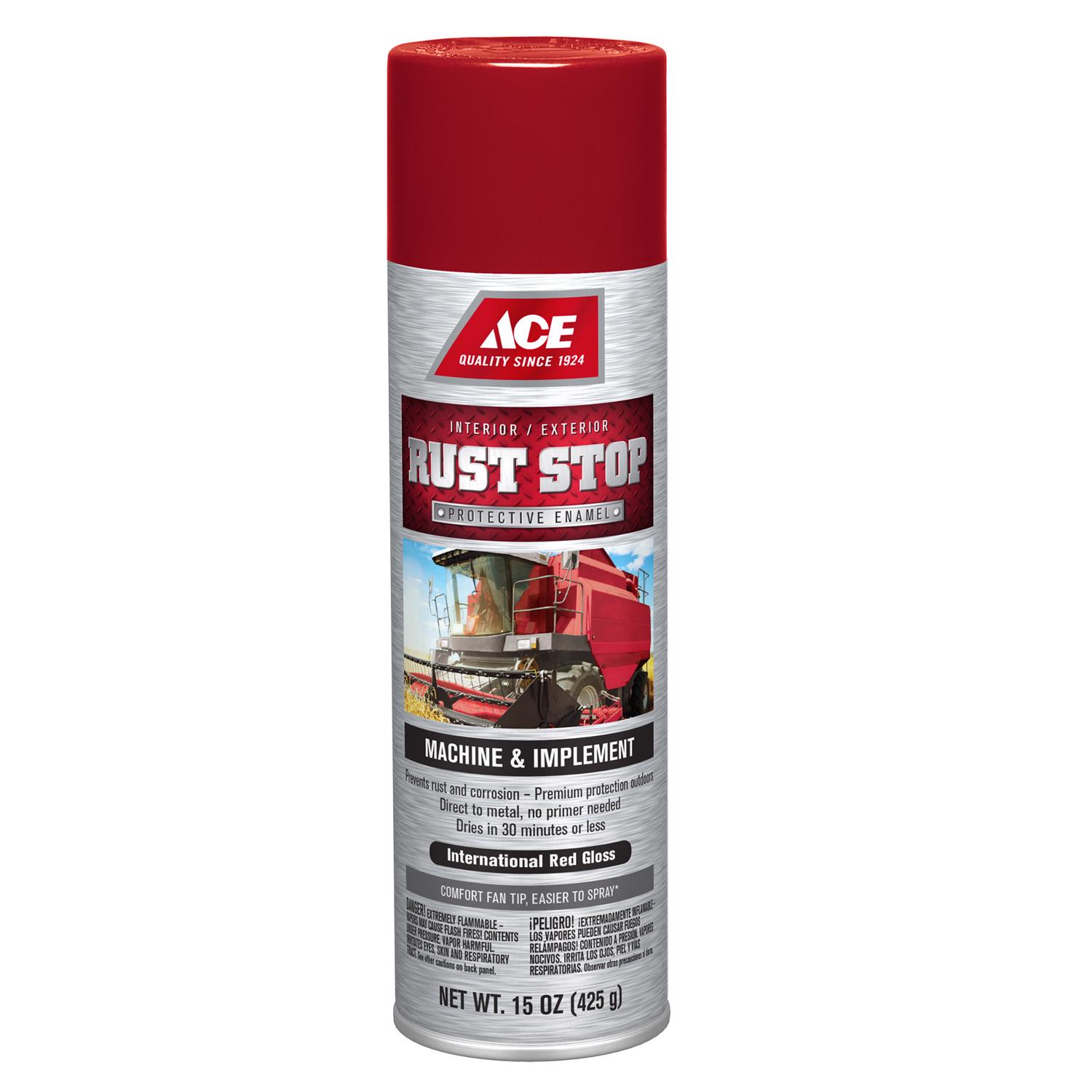 Ace Rust Stop Machine \u0026 Implement Gloss International Red Protective Enamel Spray Paint 15 oz