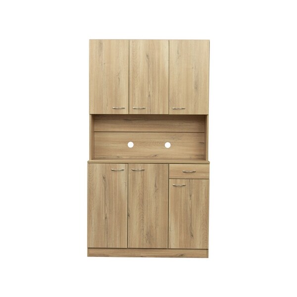 Wood Open Wardrobe with 1 Drawers， Large Storage Space - - 37938205