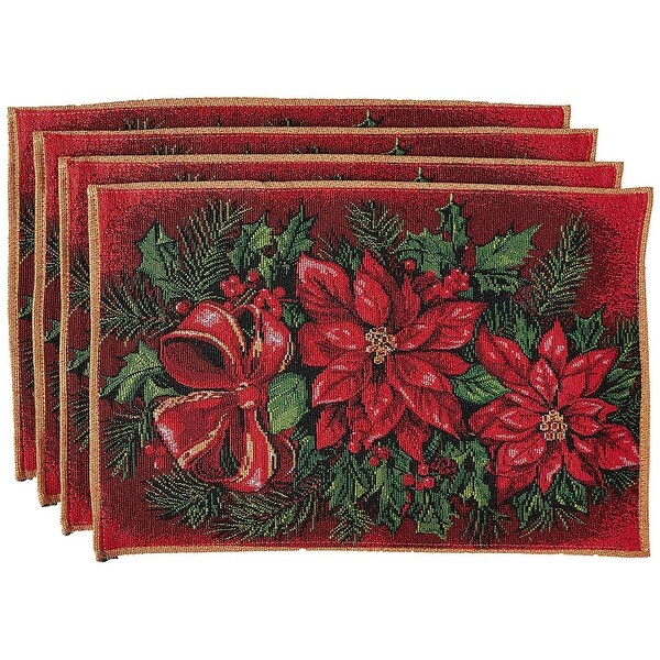 Violet Linen Seasonal Xmas Christmas Holiday Tapestry Pattern，13 X 19 Rectangler，Set of 4，Decorative Place Mats